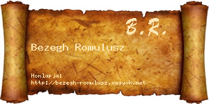 Bezegh Romulusz névjegykártya